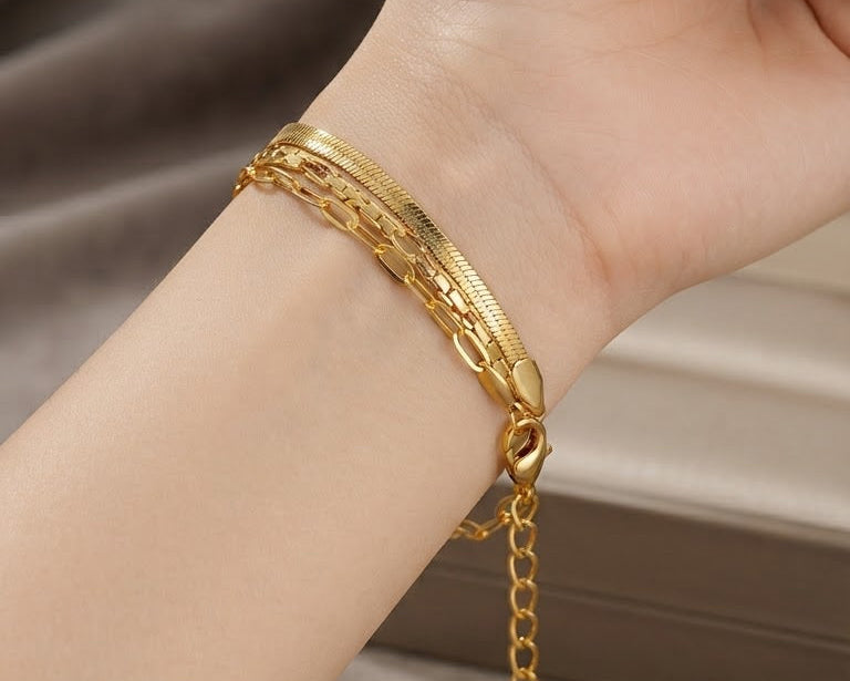 Layered Gold Chain Bracelet
