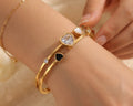 Gold Heart & Crystal Bangle