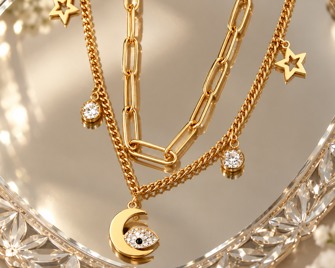 Moon and Eye Necklace