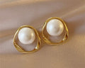 Retro Circle Pearl Earrings