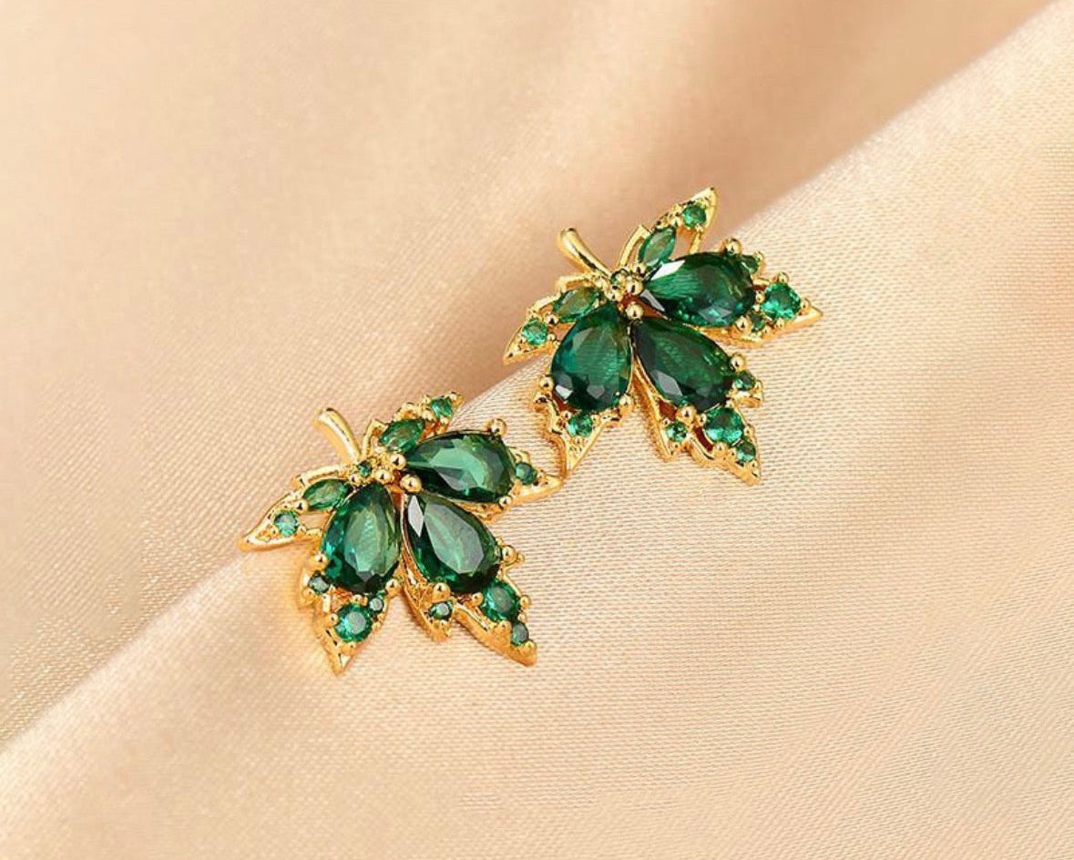 Green Maple Leaf Studs