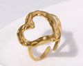 Gold Heart Hammered Ring