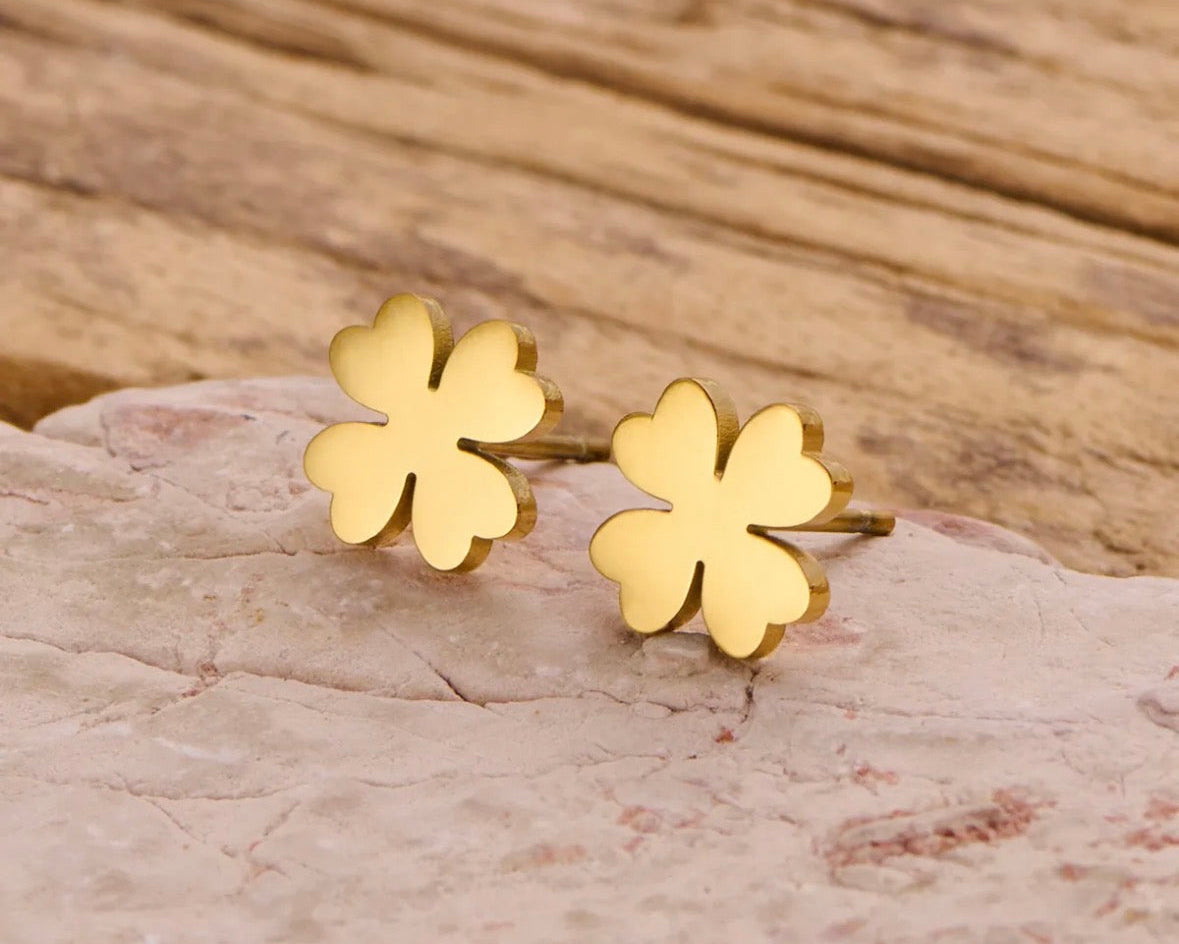 Gold Clover studs