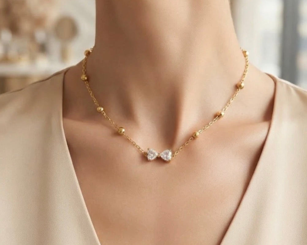 Zirconia Bowknot Necklace